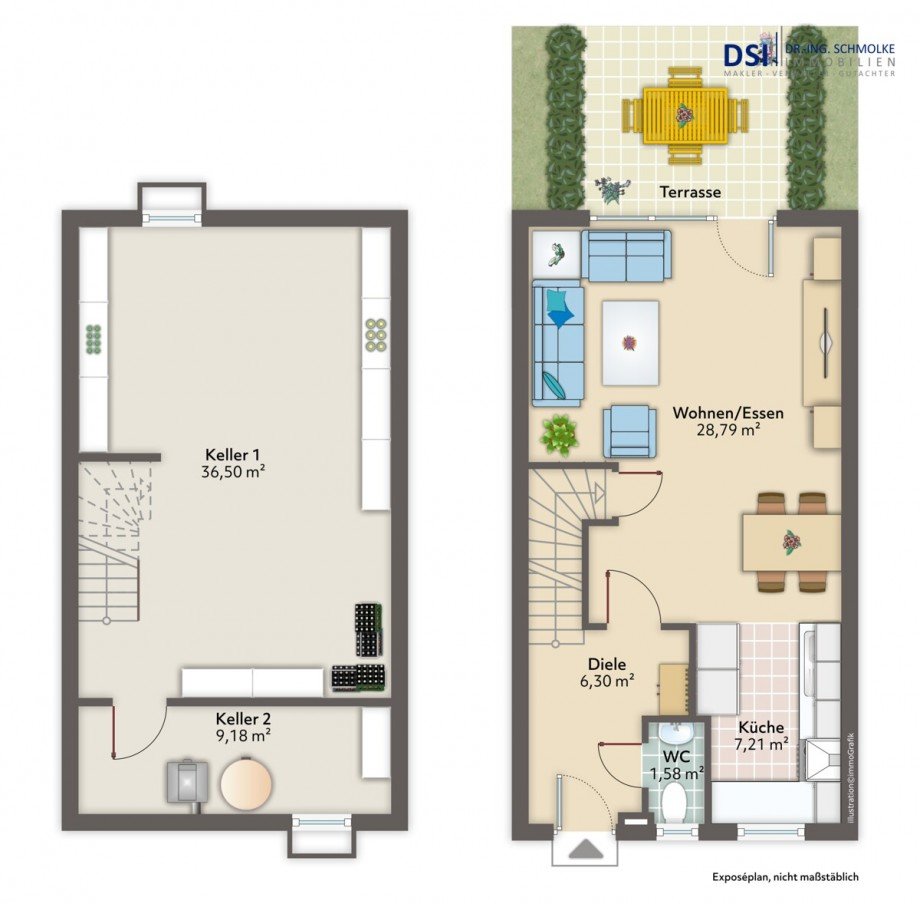 Keller und Erdgeschoss Reihenhaus H�rth