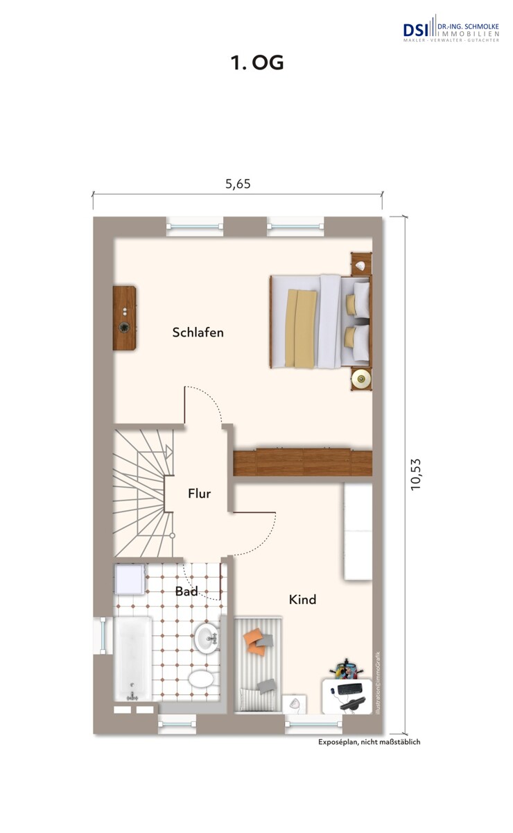 Grundriss 1. OG Reihenendhaus H�rth