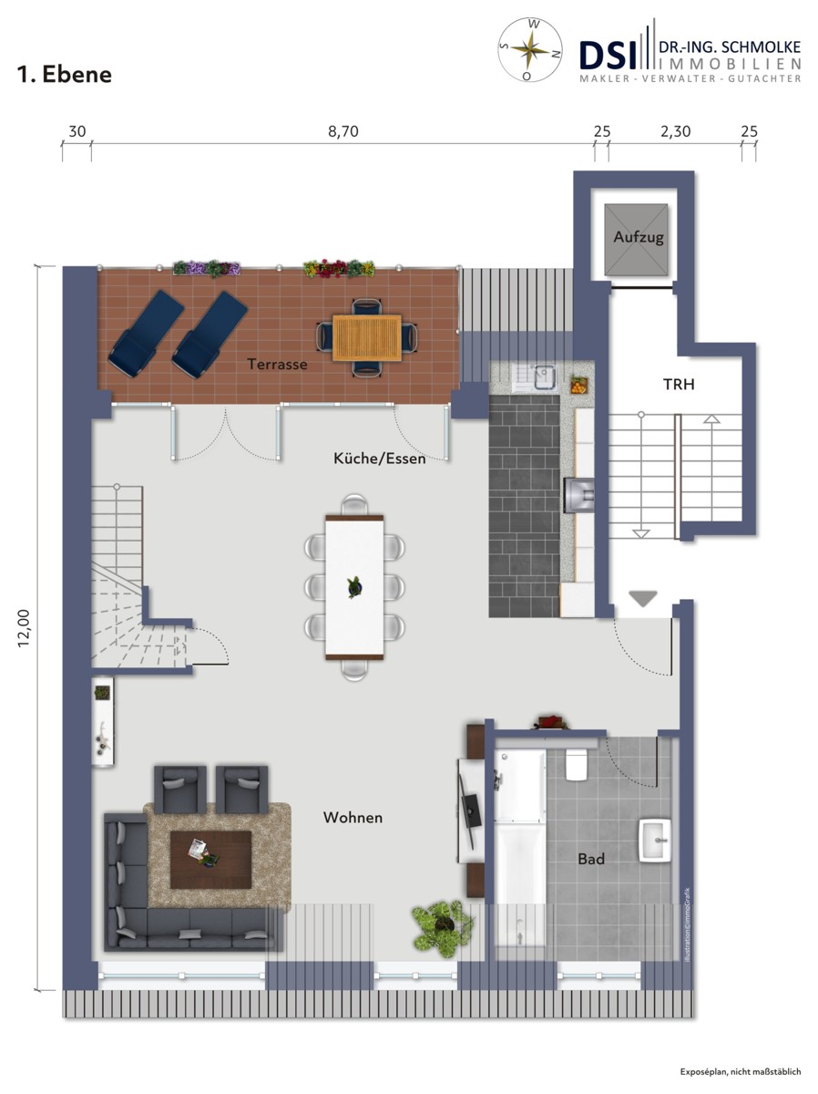 Grundriss - 1. Ebene Maisonettewohnung K�ln / Neustadt-S�d
