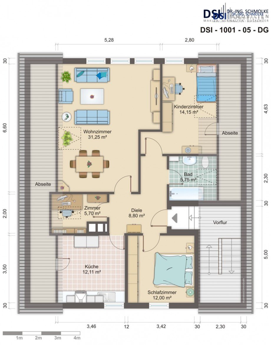 Grundriss Dachgeschosswohnung K�ln