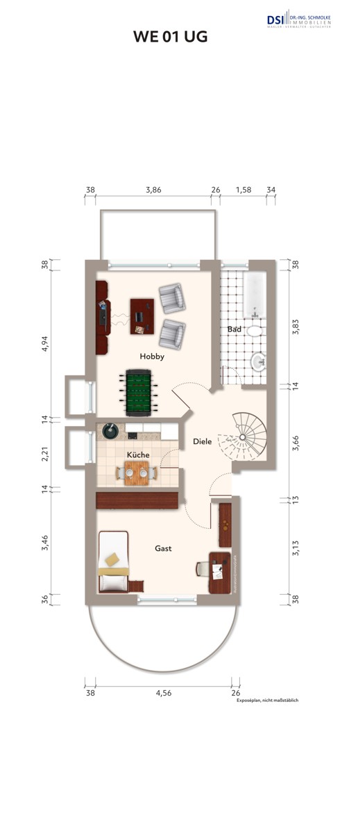 Grundriss UG Etagenwohnung K�ln